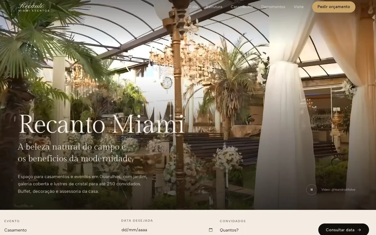 Site do Recanto Miami, feito pela Tech Code
